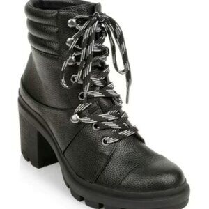 Rampage Women's 8 Black Chunky Block Heel Lace-up Combat Boots
